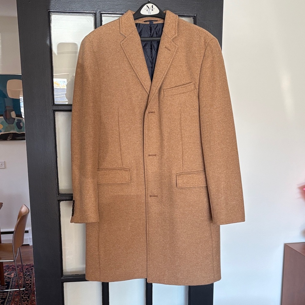 J. Crew Men’s Tan Thompson Wool Lined Overcoat